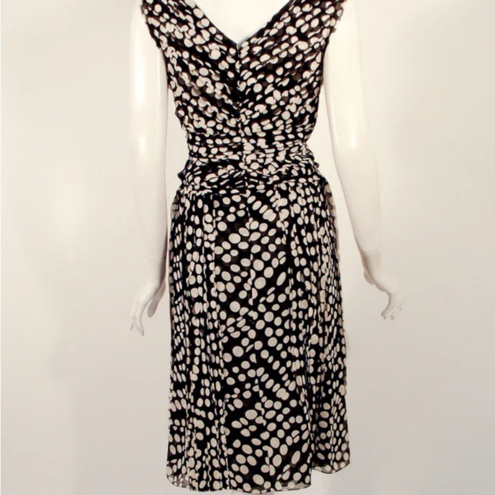 Carolina Herrera Classic Black and White Polka Dot Midi Dress